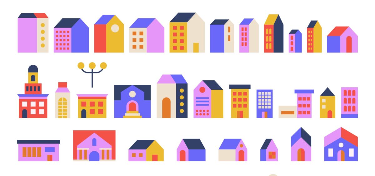 Illustration of rows of houses